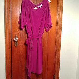 Jessica Simpson pink cold shoulder wrap dress
